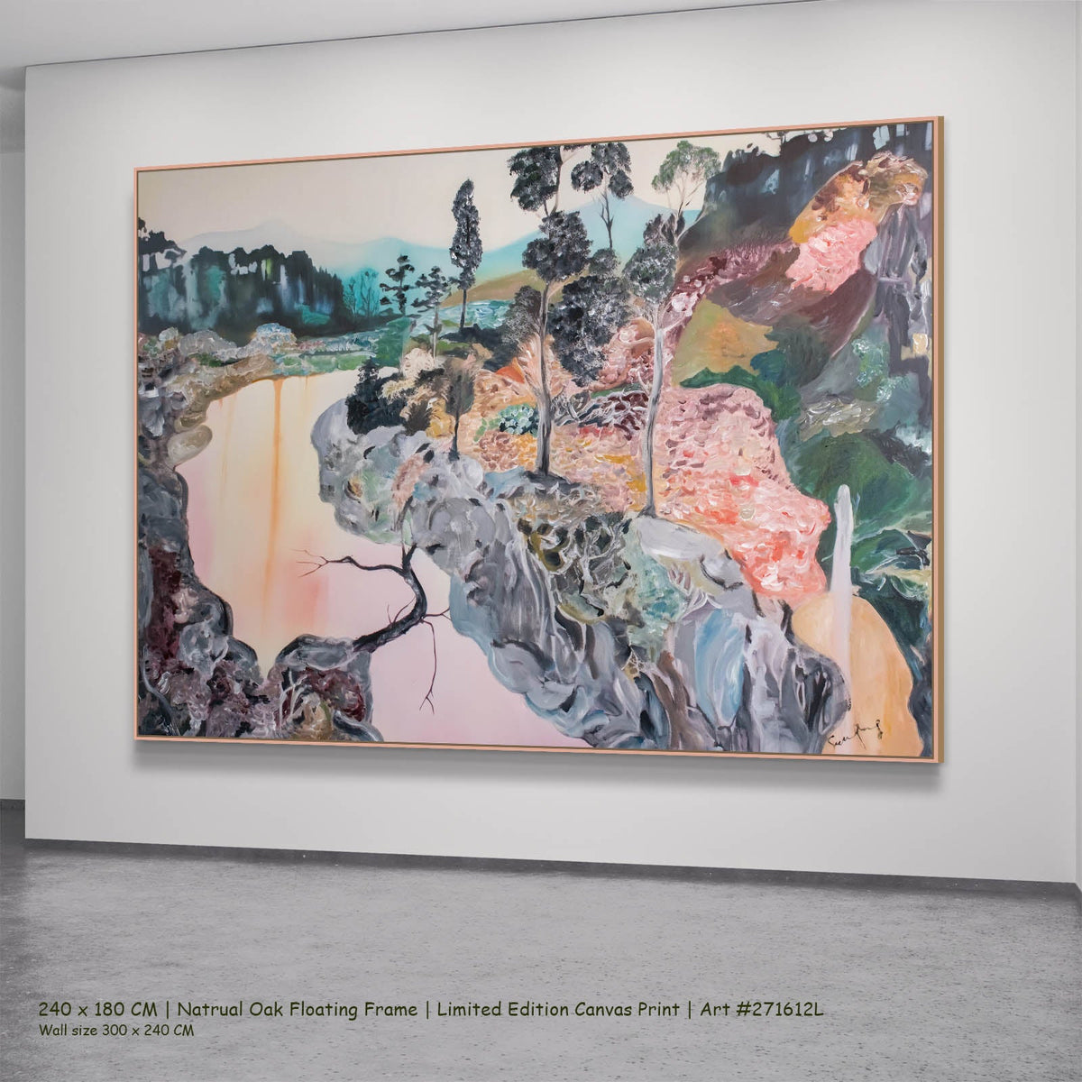 Summer Jiang — Beauty Abstract canvas wall art in a natural oak floating frame, 240 × 180 cm