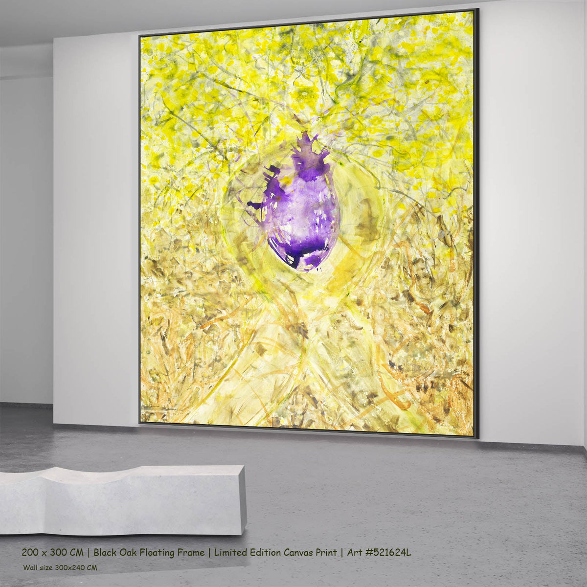 Summer Jiang — Breath of Heart Abstract canvas wall art in a black oak floating frame, 200 × 300 cm