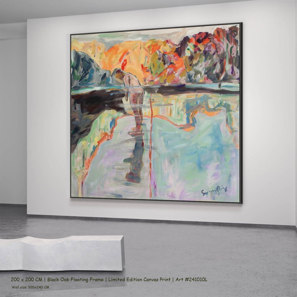 Summer Jiang — Faithful Contemporary canvas wall art in a black oak floating frame, 200 × 200 cm