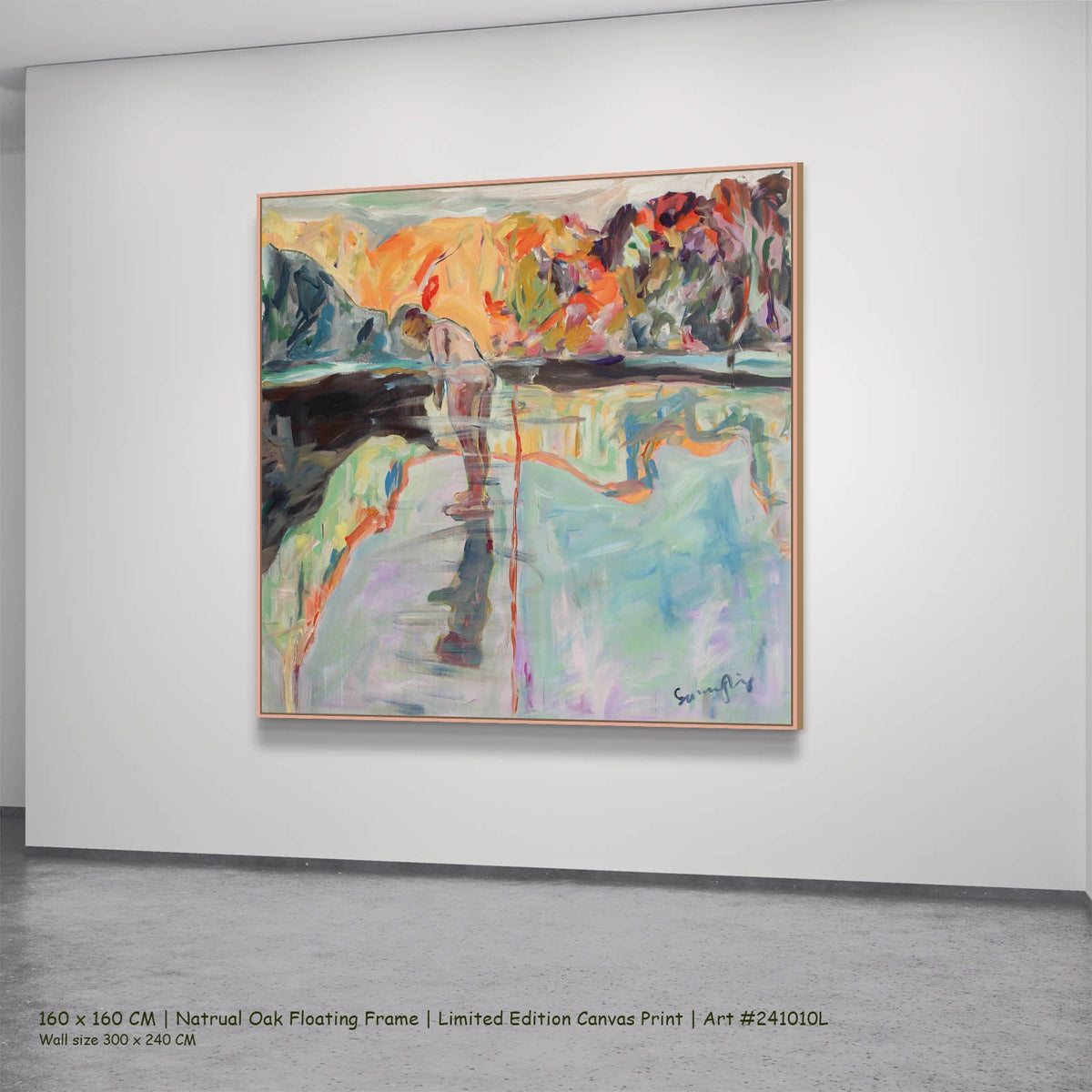 Summer Jiang — Faithful Contemporary canvas wall art in a natural oak floating frame, 160 × 160 cm