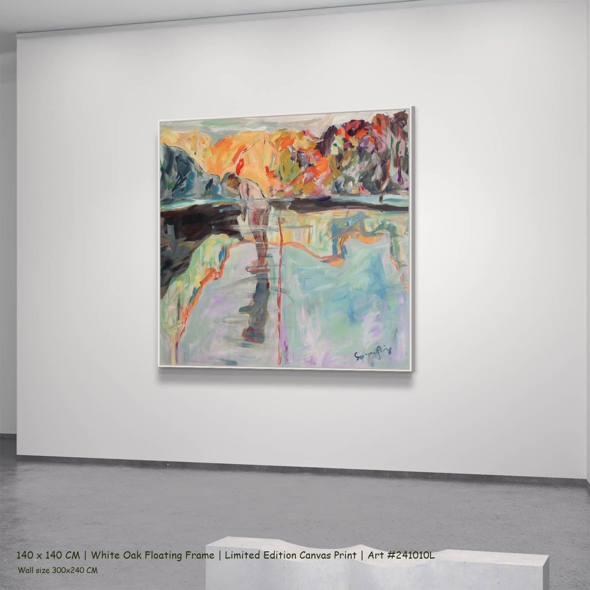 Summer Jiang — Faithful Contemporary canvas wall art in a white oak floating frame, 140 × 140 cm