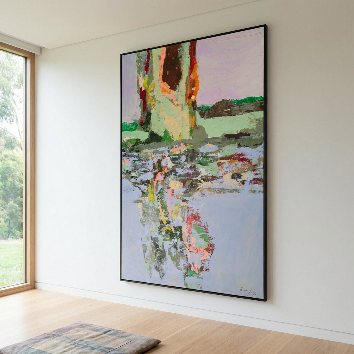 Forgotten Abstract Landscape canvas wall art framed and hung on a wall, 120 × 200 cm, by Summer Jiang