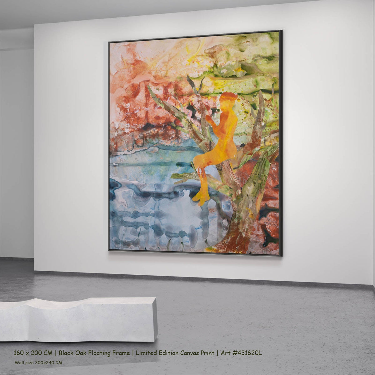 Summer Jiang — Golden Canopy Modern canvas wall art in a black oak floating frame, 160 × 200 cm