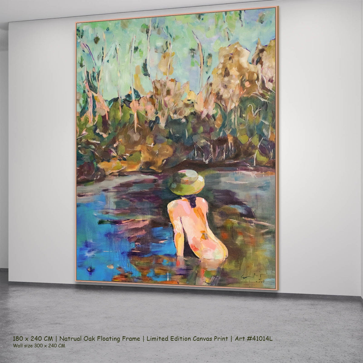 Summer Jiang — Missed Abstract canvas wall art in a natural oak floating frame, 180 × 240 cm