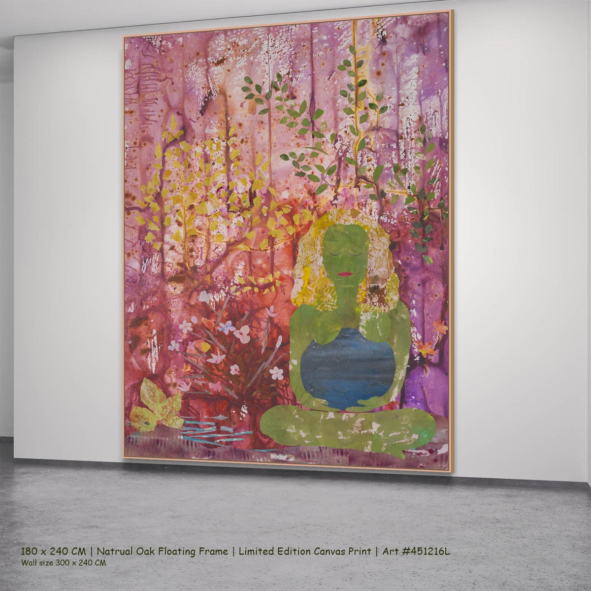 Summer Jiang — Mother Earth Abstract canvas wall art in a natural oak floating frame, 180 × 240 cm