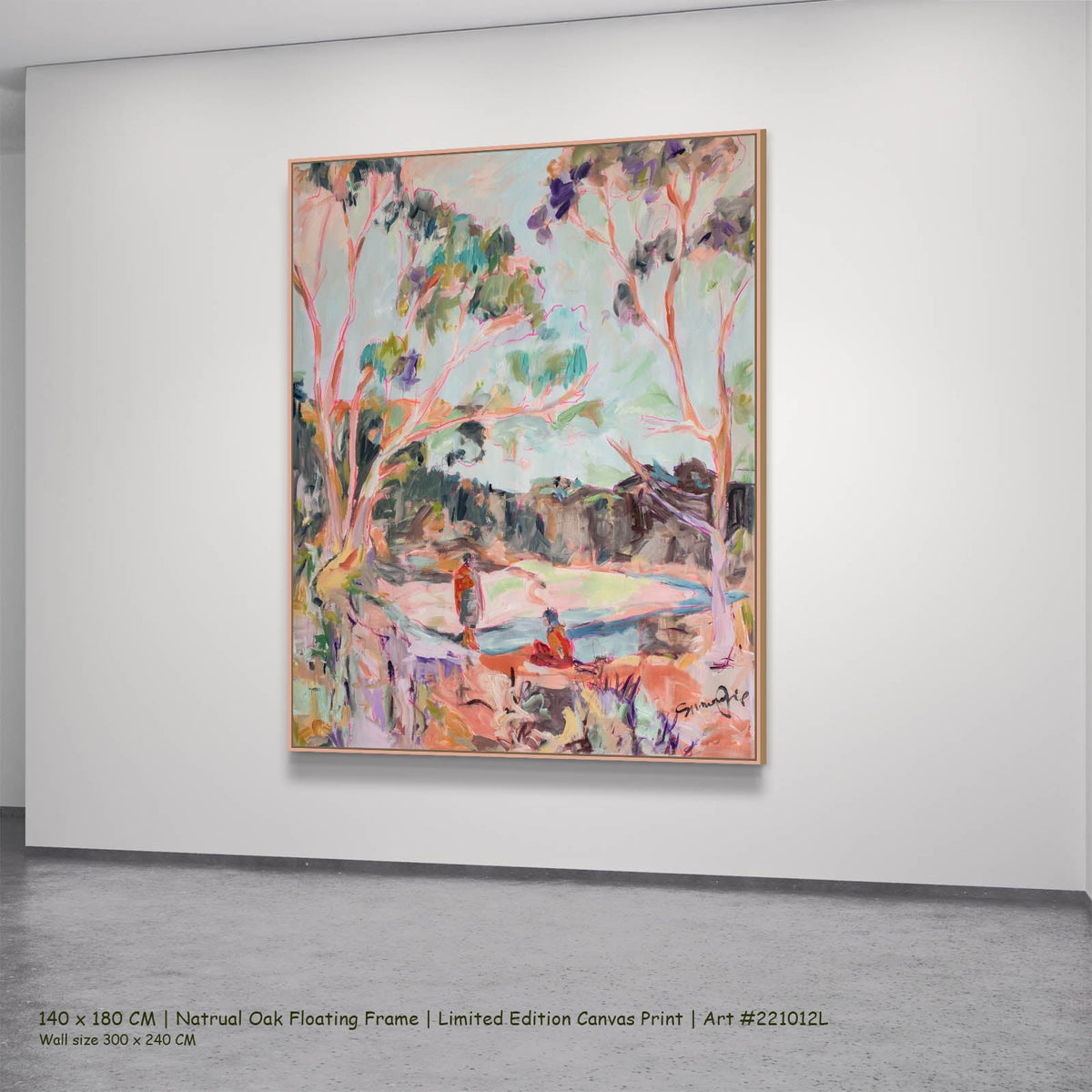 Summer Jiang — No Words Modern canvas wall art in a natural oak floating frame, 140 × 180 cm