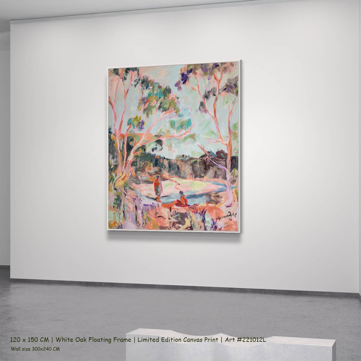 Summer Jiang — No Words Modern canvas wall art in a white oak floating frame, 120 × 150 cm
