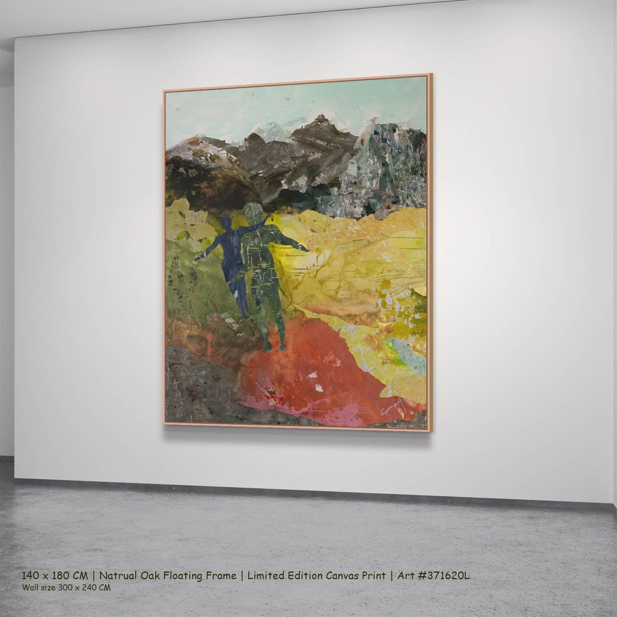 Summer Jiang — Path Becoming Contemporary canvas wall art in a natural oak floating frame, 140 × 180 cm