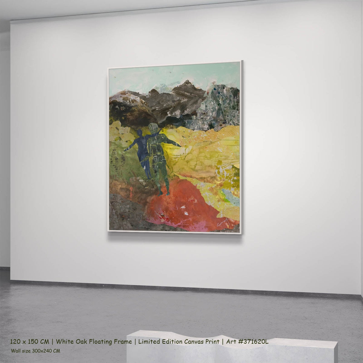 Summer Jiang — Path Becoming Contemporary canvas wall art in a white oak floating frame, 120 × 150 cm