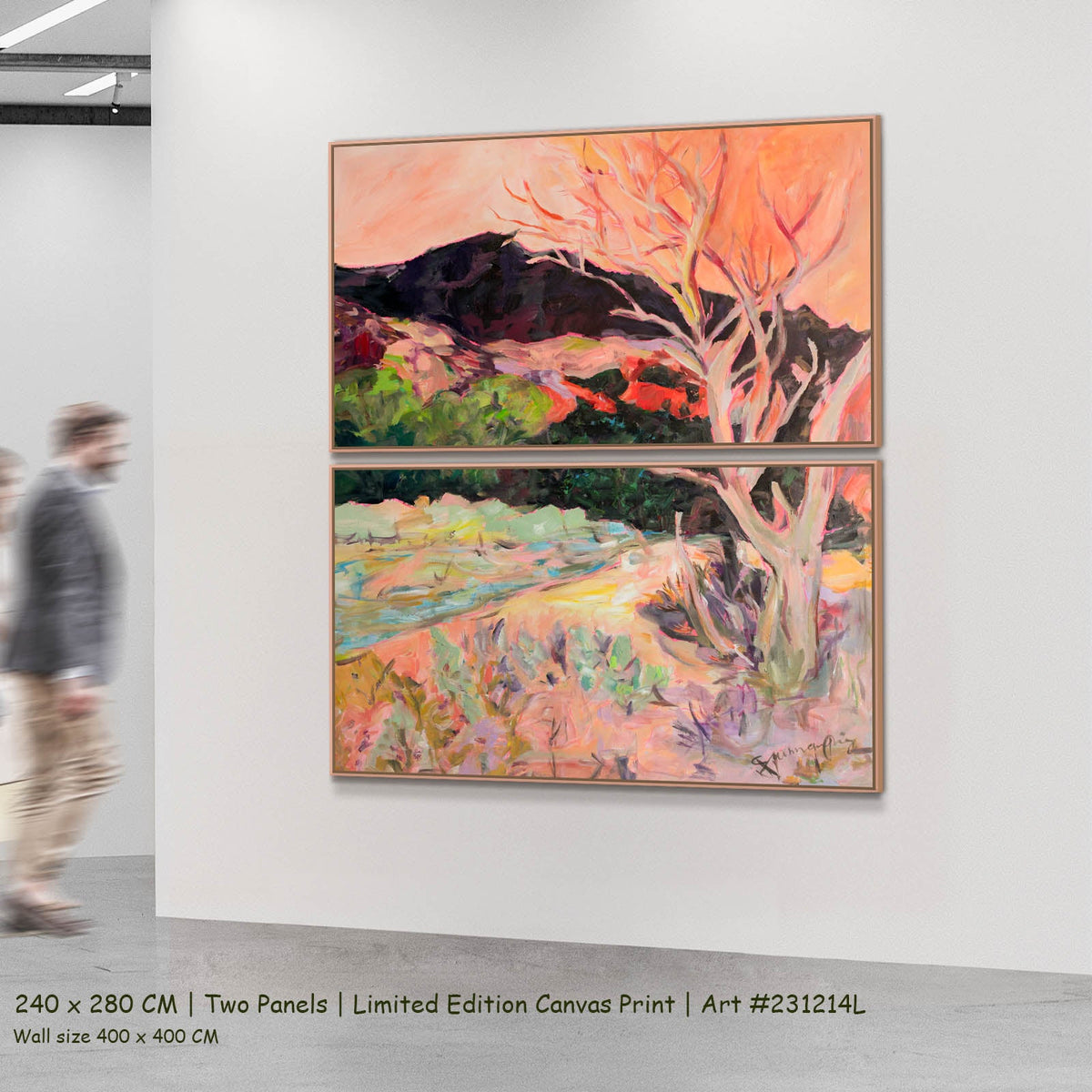 Summer Jiang — Quiet Grace Abstract two-panel canvas wall art set, 240 × 280 cm