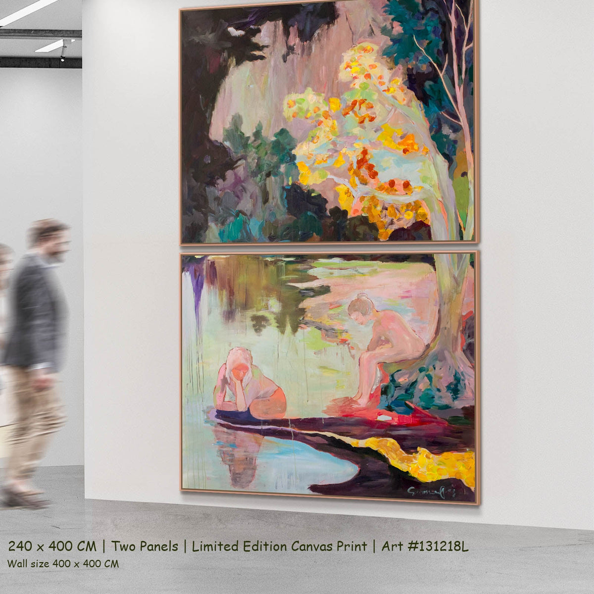 Summer Jiang — Soundless Large Abstract two-panel canvas wall art set