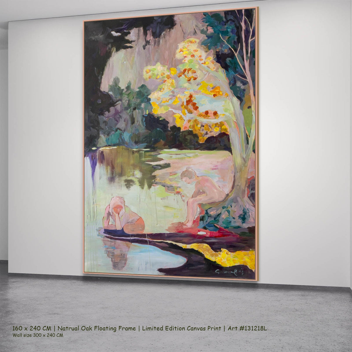 Summer Jiang — Soundless Abstract canvas wall art in a natural oak floating frame, 160 × 240 cm
