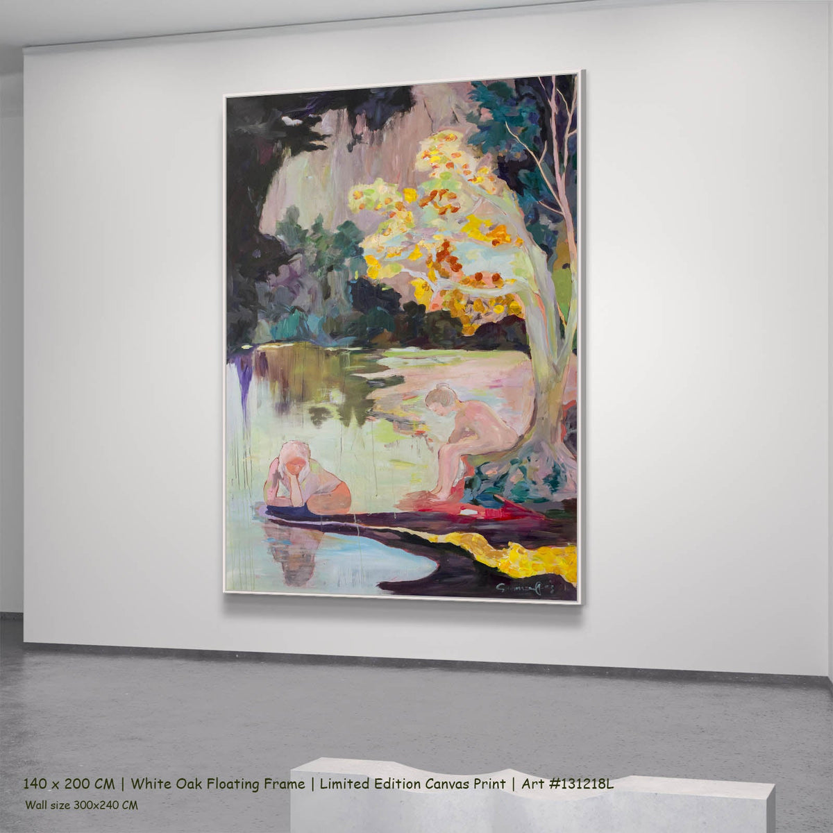 Summer Jiang — Soundless Abstract canvas wall art in a white oak floating frame, 140 × 200 cm