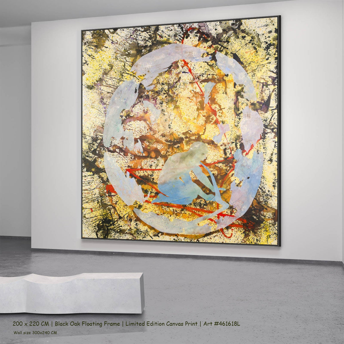 Summer Jiang — Surrender Abstract canvas wall art in a black oak floating frame, 200 × 220 cm