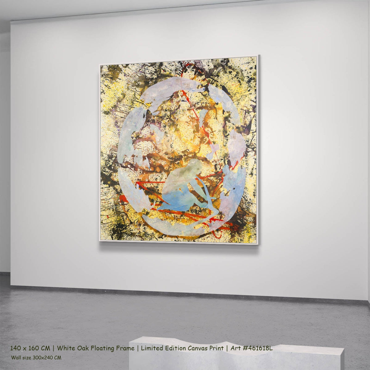 Summer Jiang — Surrender Abstract canvas wall art in a white oak floating frame, 140 × 160 cm