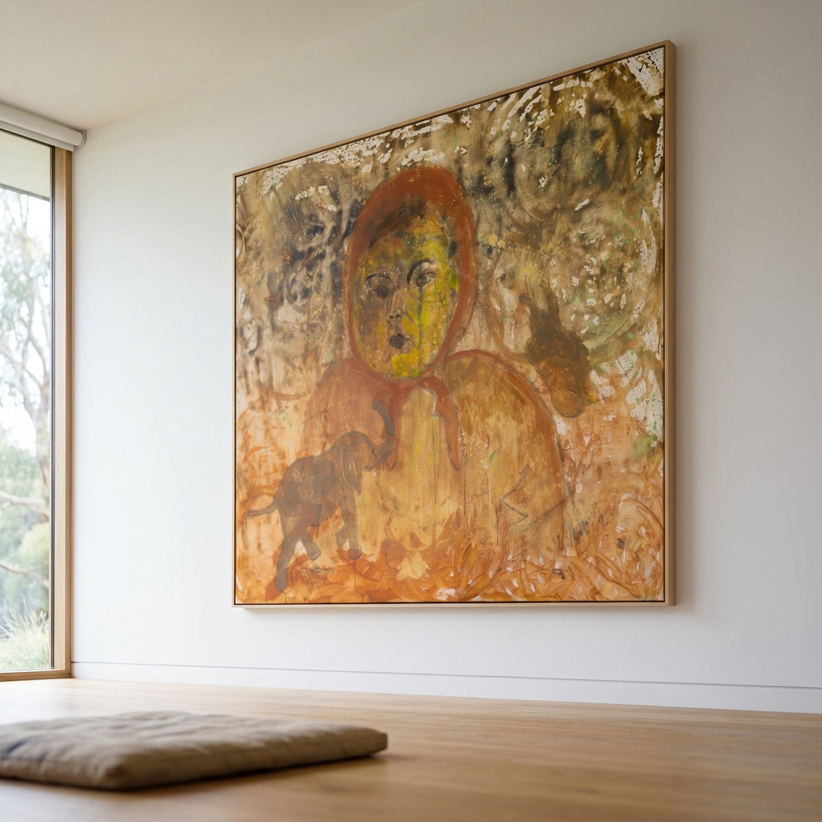 The Home I Don't Belong Oversized Modern canvas wall art framed and hung on a wall by Summer Jiang