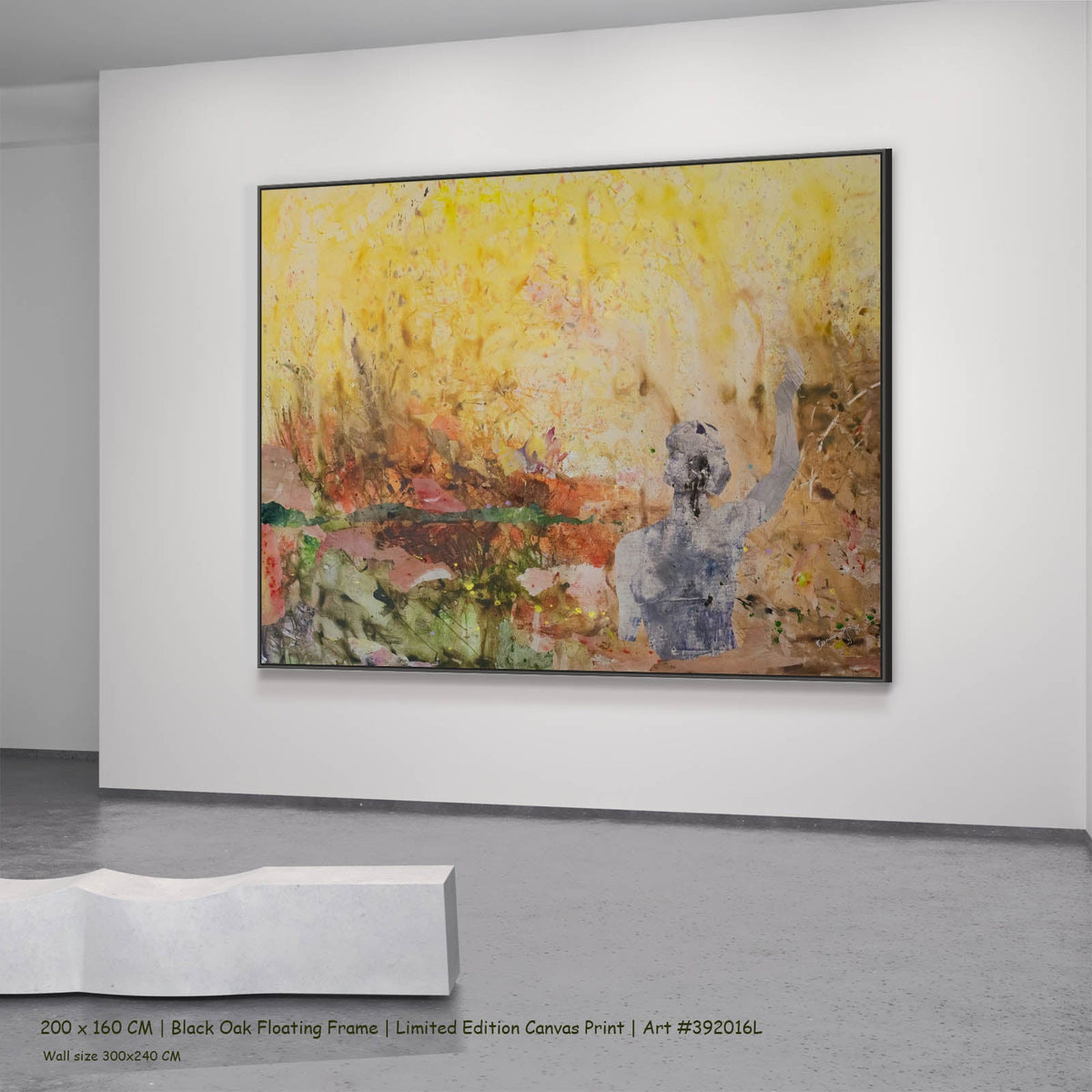 Summer Jiang — The Merge Abstract canvas wall art in a black oak floating frame, 200 × 160 cm