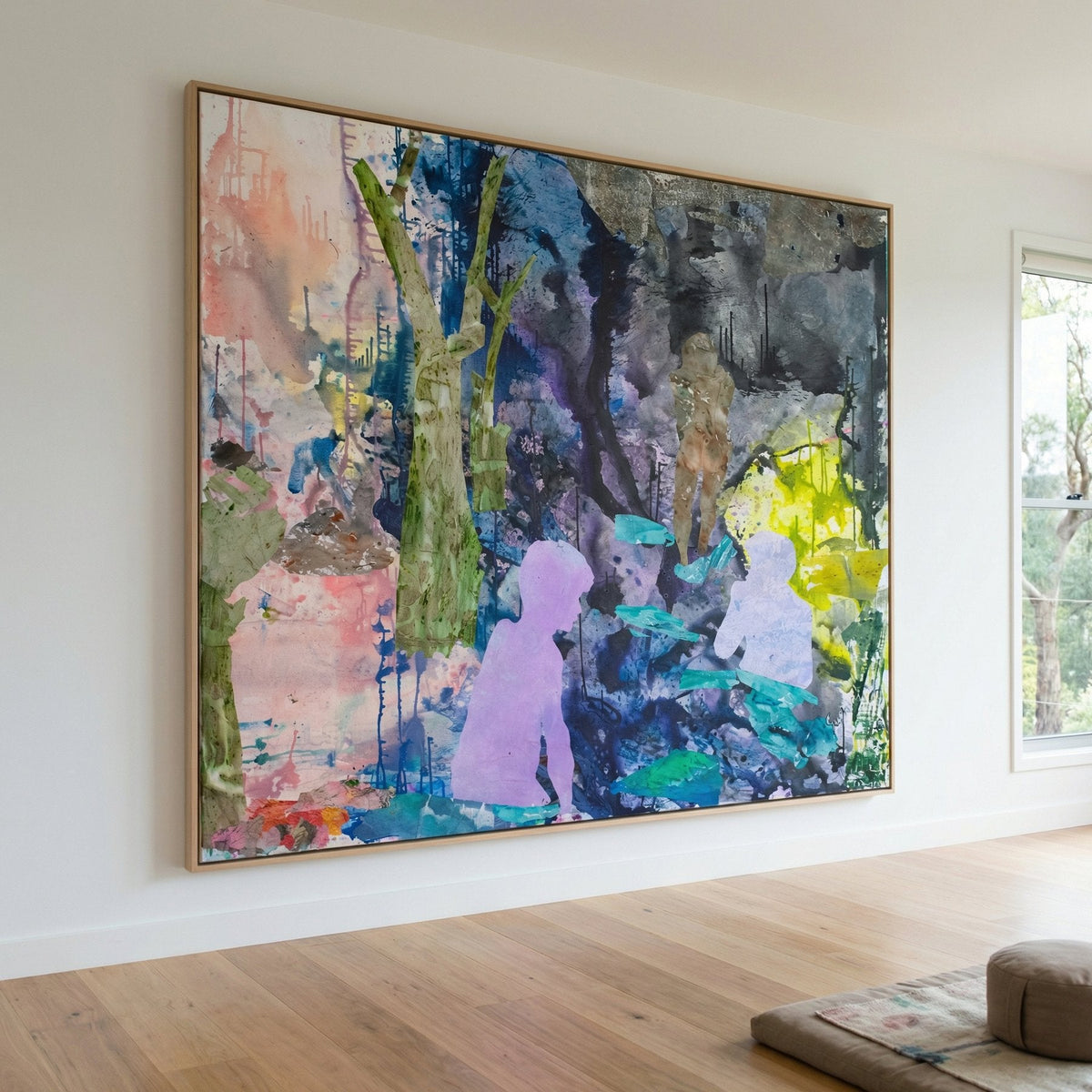 The Search Contemporary canvas wall art framed and hung on a wall, 160 × 140 cm, by Summer Jiang