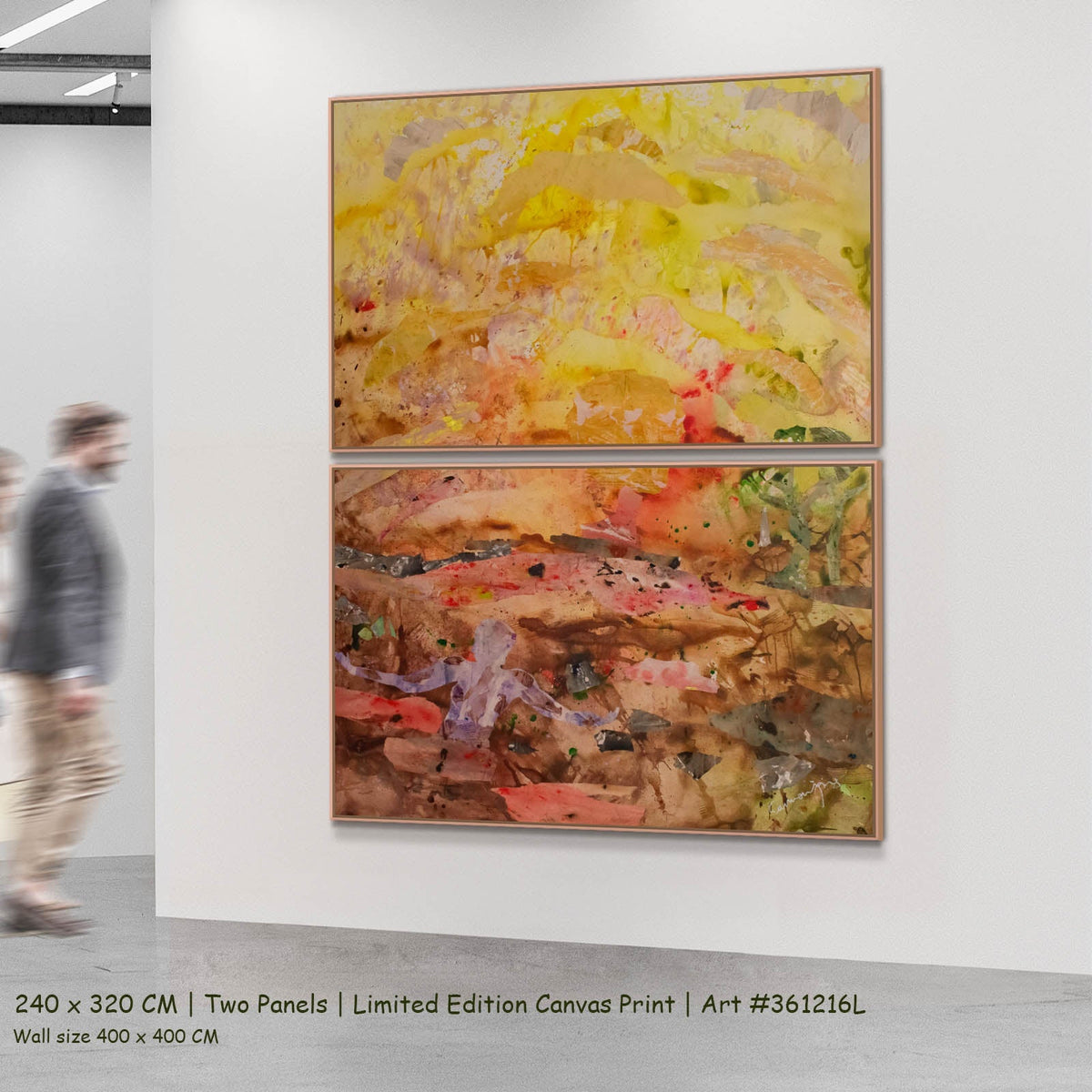 Summer Jiang — Walk Through Dawn Modern two-panel canvas wall art set, 240 × 320 cm