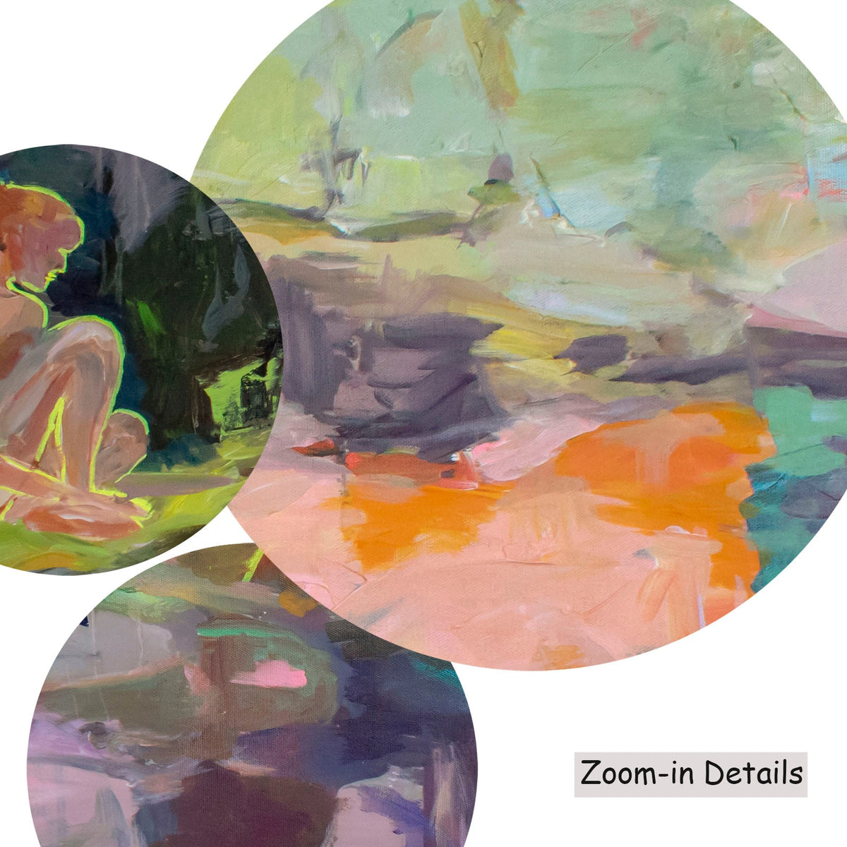 Summer Jiang — We Exist canvas — close-up of brushwork texture and surface