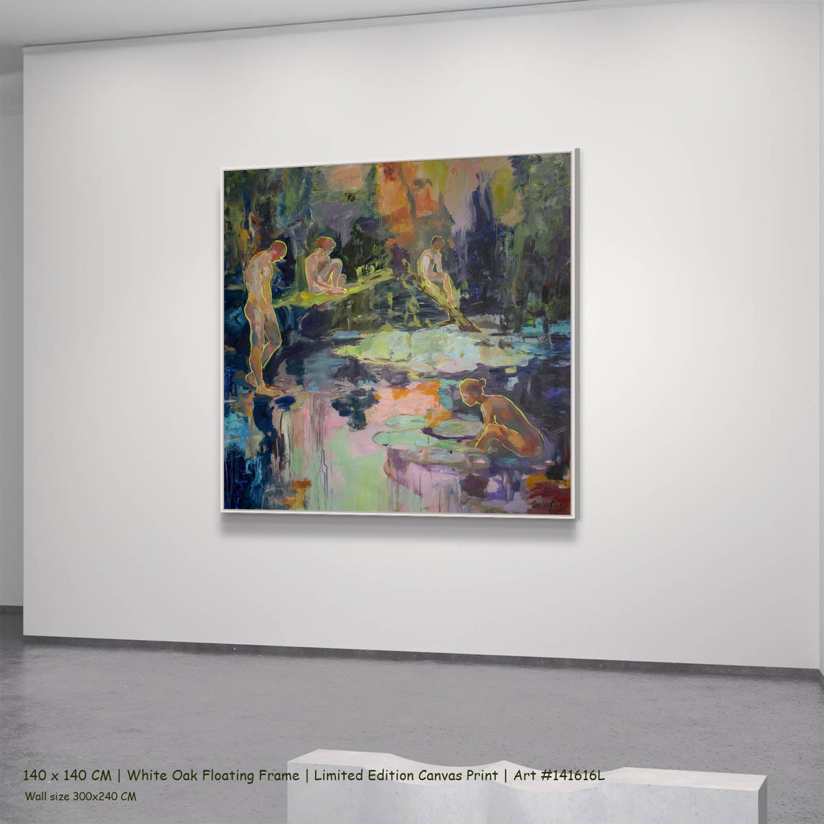 Summer Jiang — We Exist Modern canvas wall art in a white oak floating frame, 140 × 140 cm