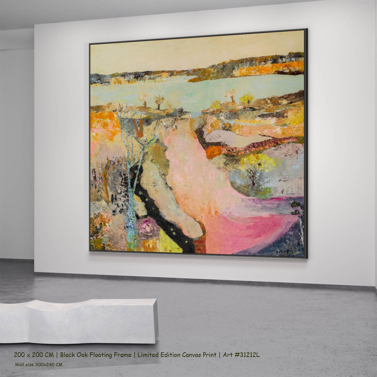 Summer Jiang — Wodonga Abstract canvas wall art in a black oak floating frame, 200 × 200 cm