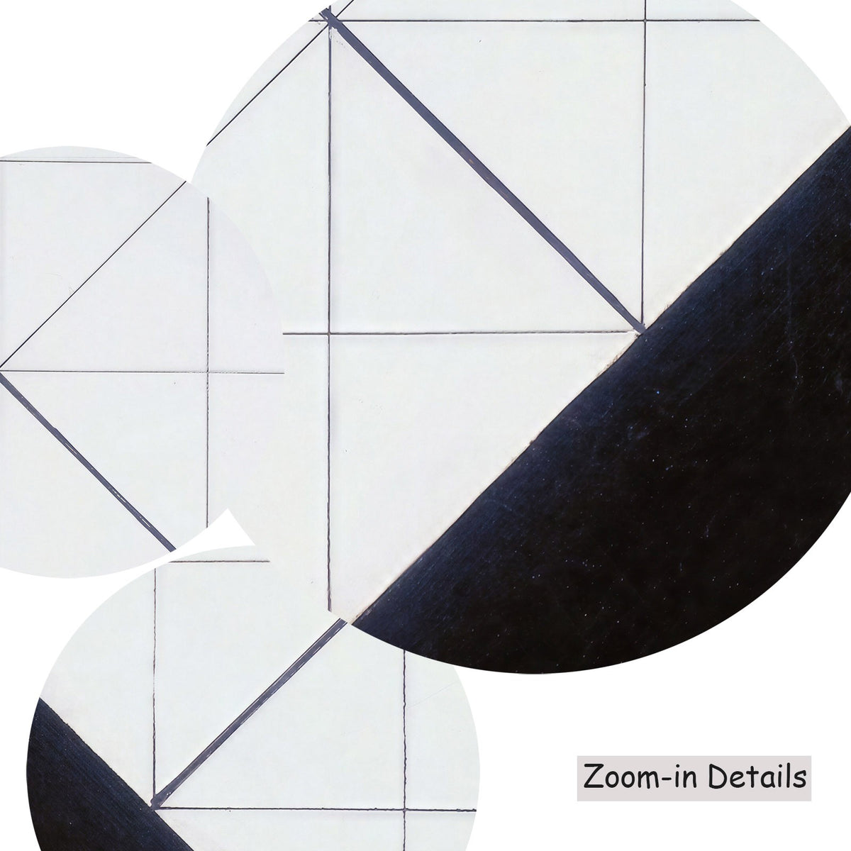 Theo van Doesburg — Close-up detail of the brushwork on Counter-Composition VI, a large white and black Geometric…