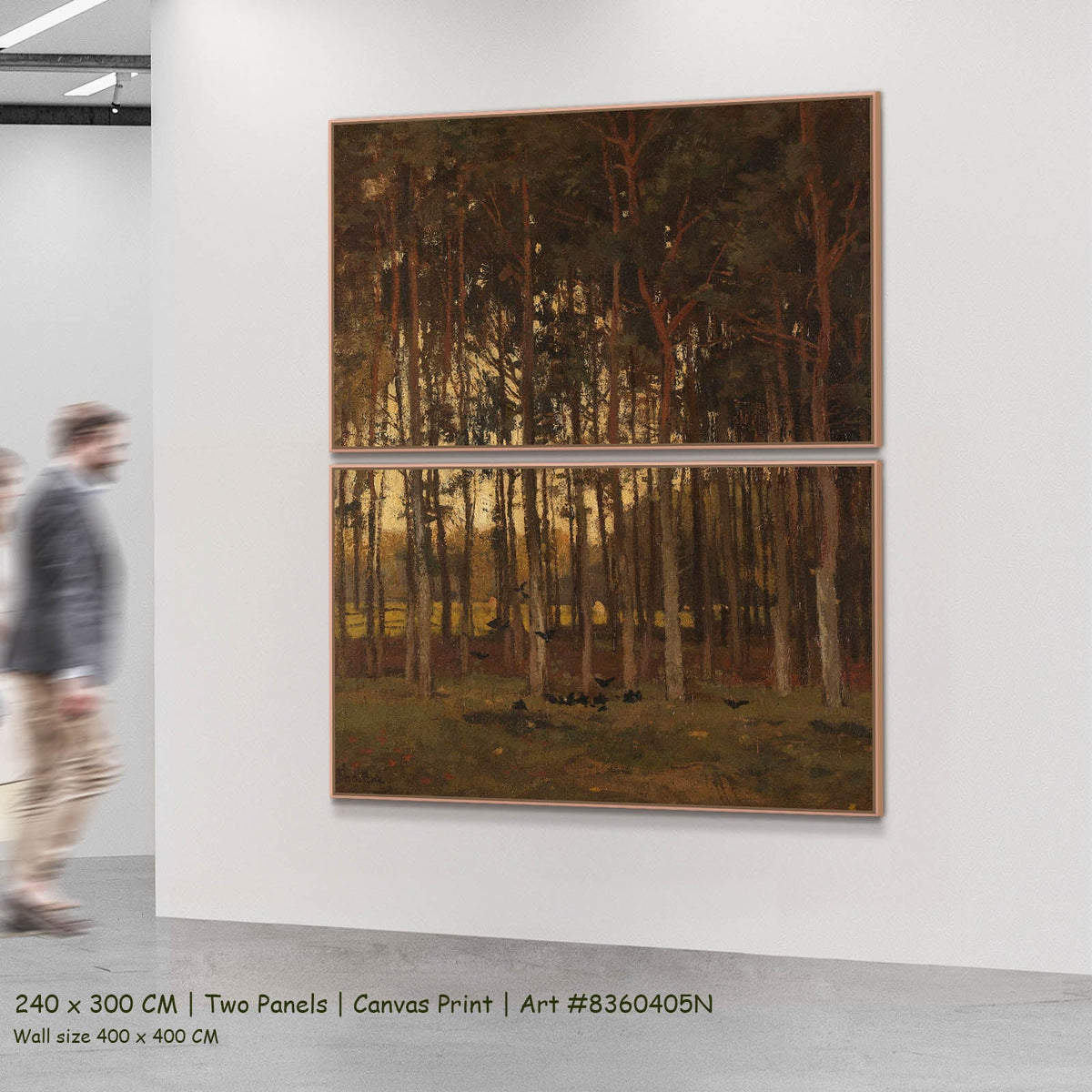 Theophile de Bock — View in the Woods Landscape two-panel canvas wall art set, 240 × 300 cm