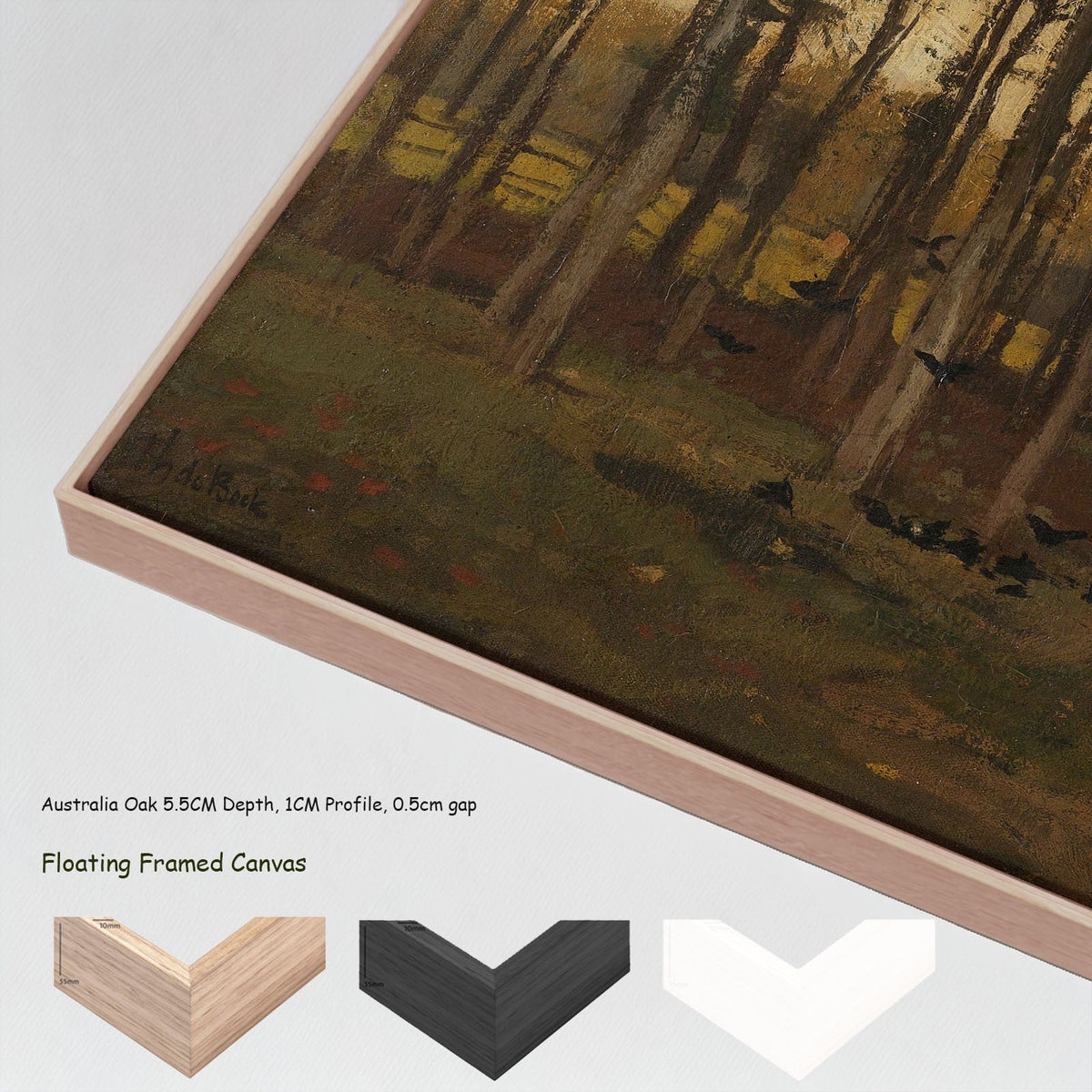 Theophile de Bock — View in the Woods canvas wall art with floating frame options