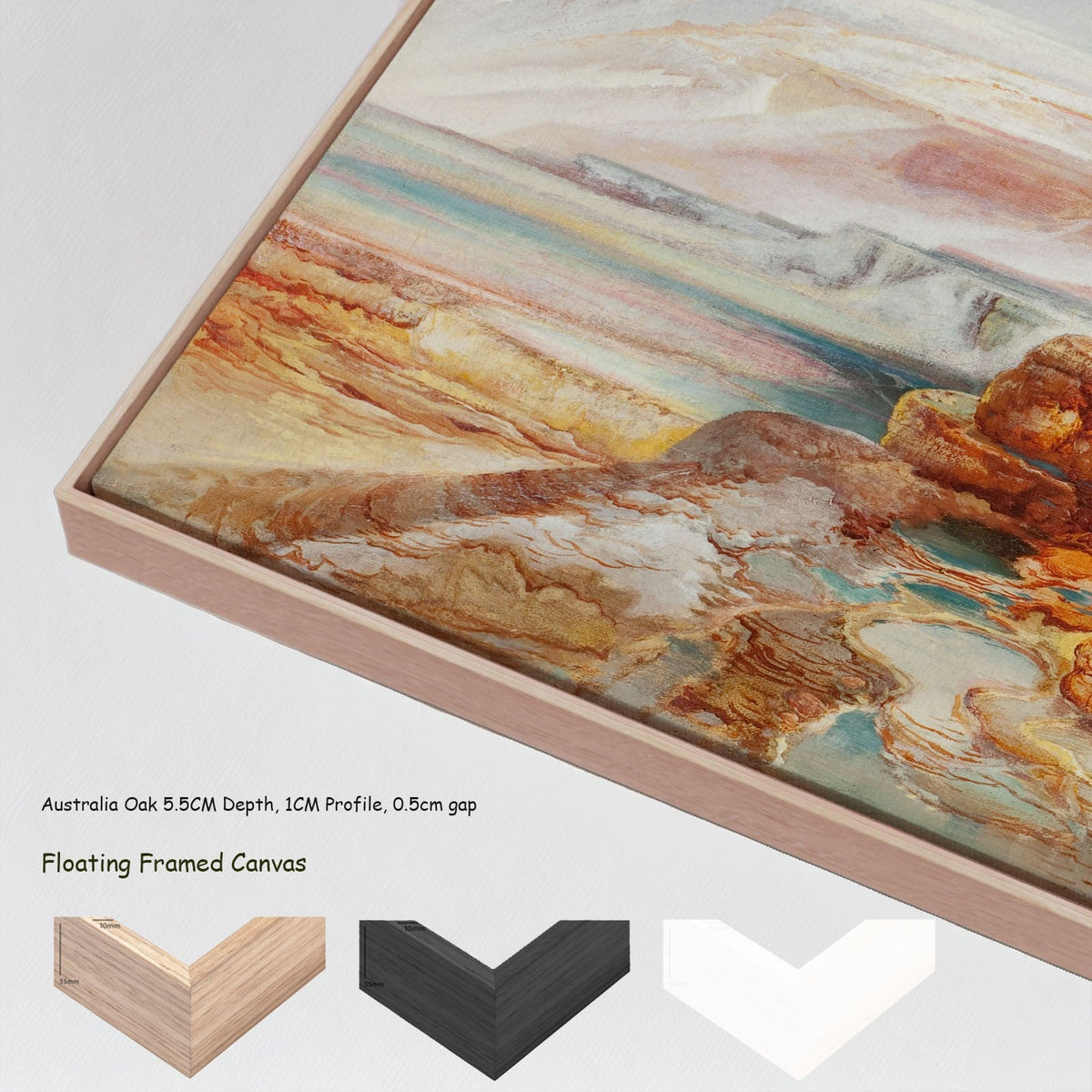 Thomas Moran — Hot Springs of the Yellowstone canvas wall art with floating frame options