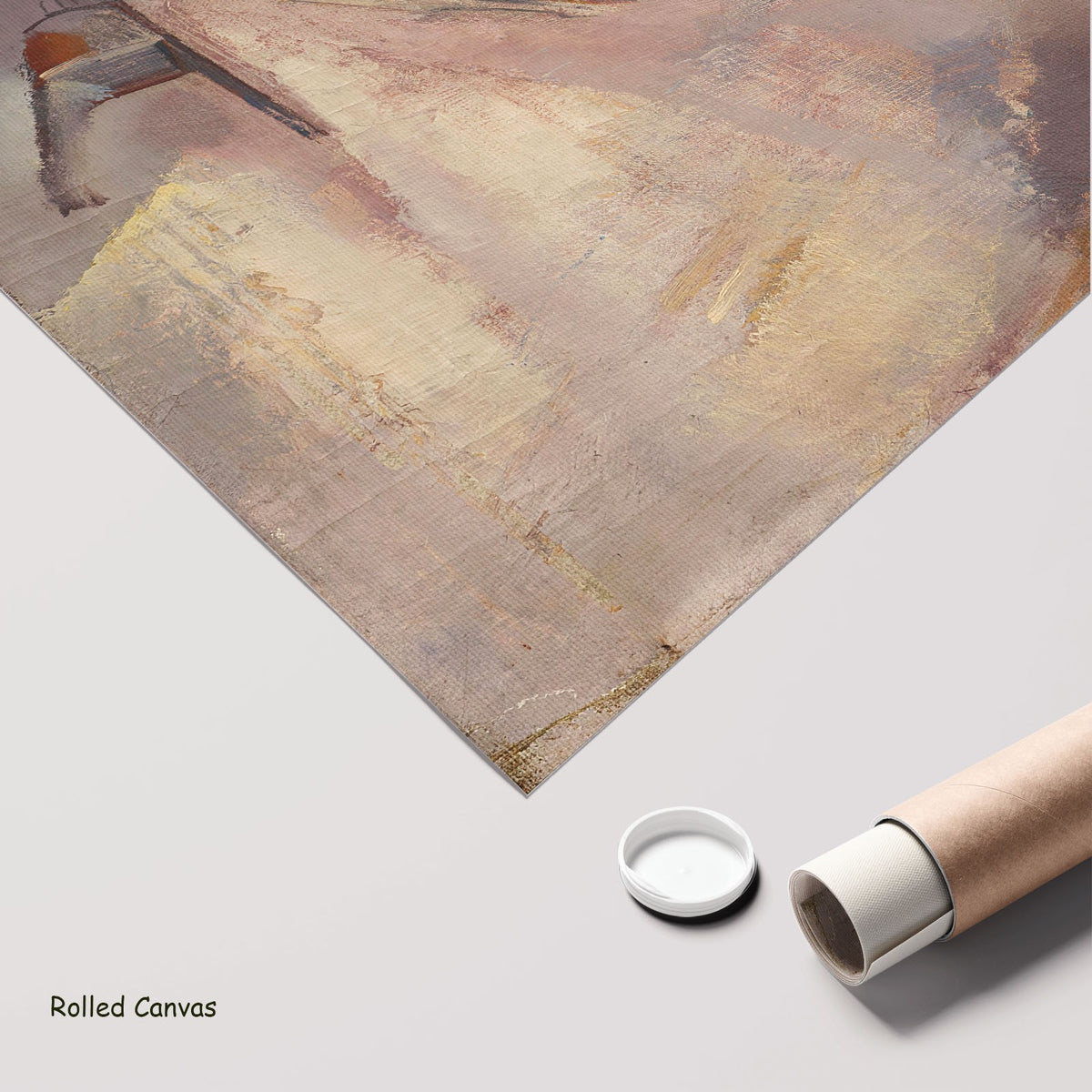 Quarry by Vilmos Aba-Novák as a large rolled gold and pink Modernist canvas print