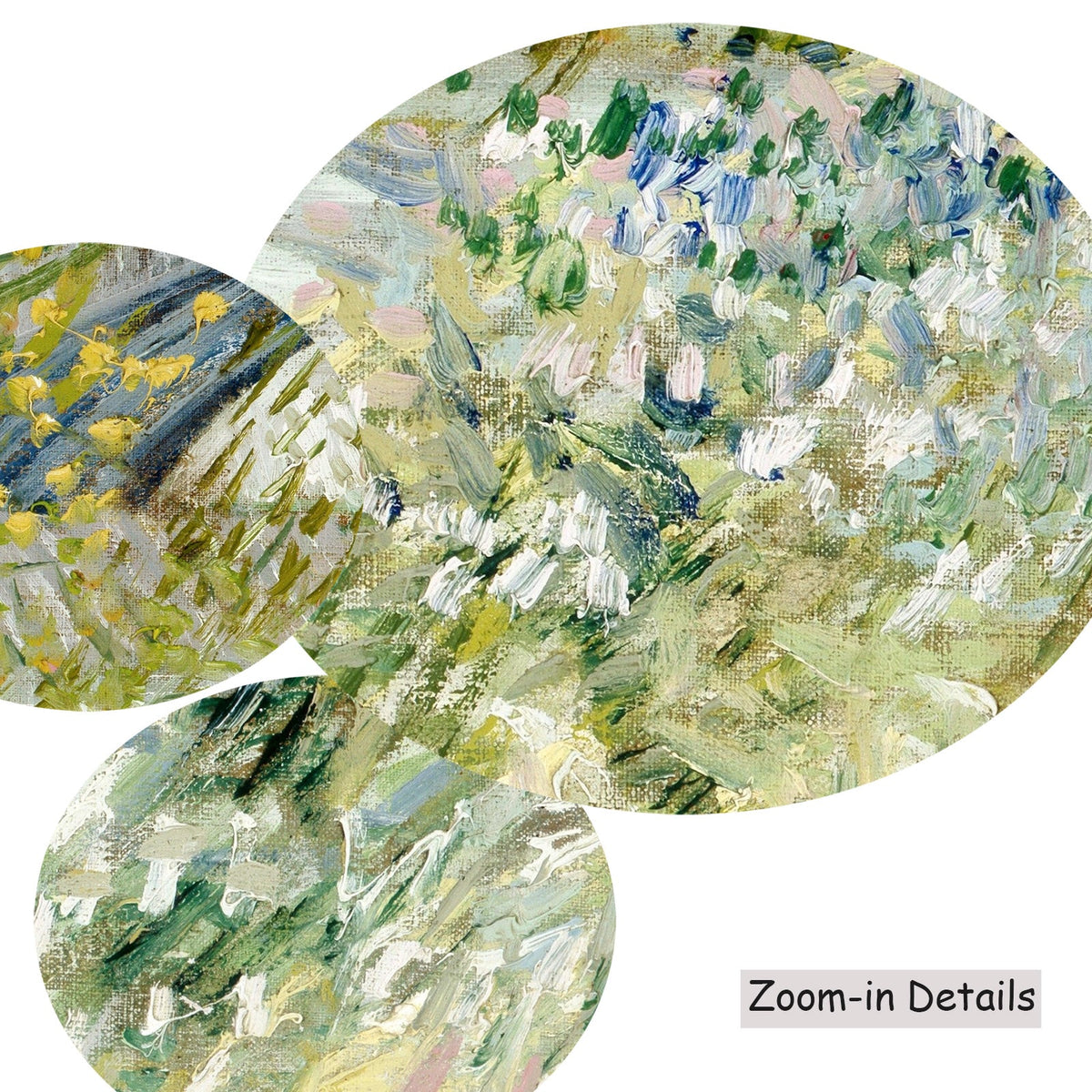 Vincent van Gogh — Close-up detail of the brushwork on Banks of the Seine with Pont, a large green and white…