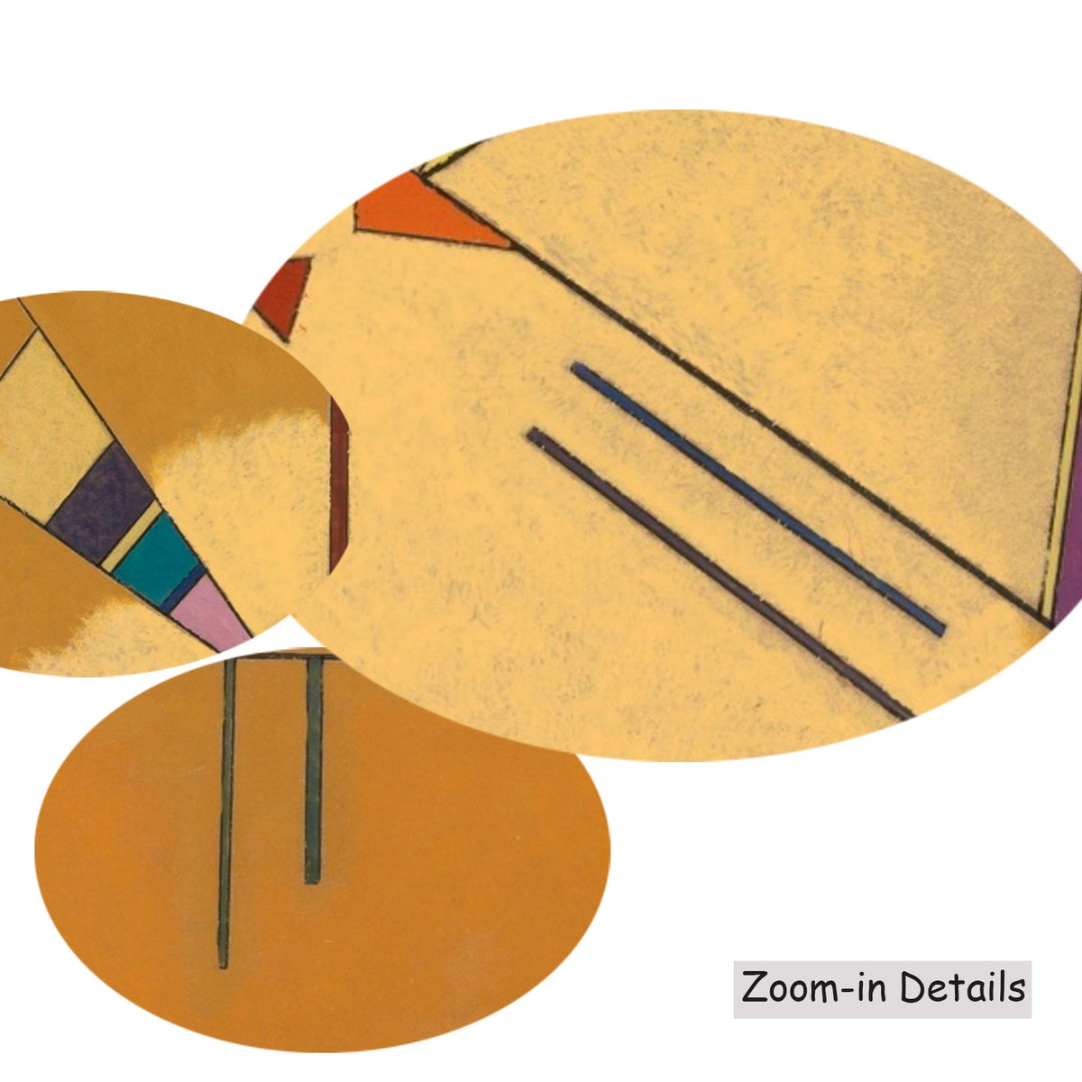 Wassily Kandinsky — Close-up detail of the brushwork on Abstract Composition on Orange, a large orange and white…