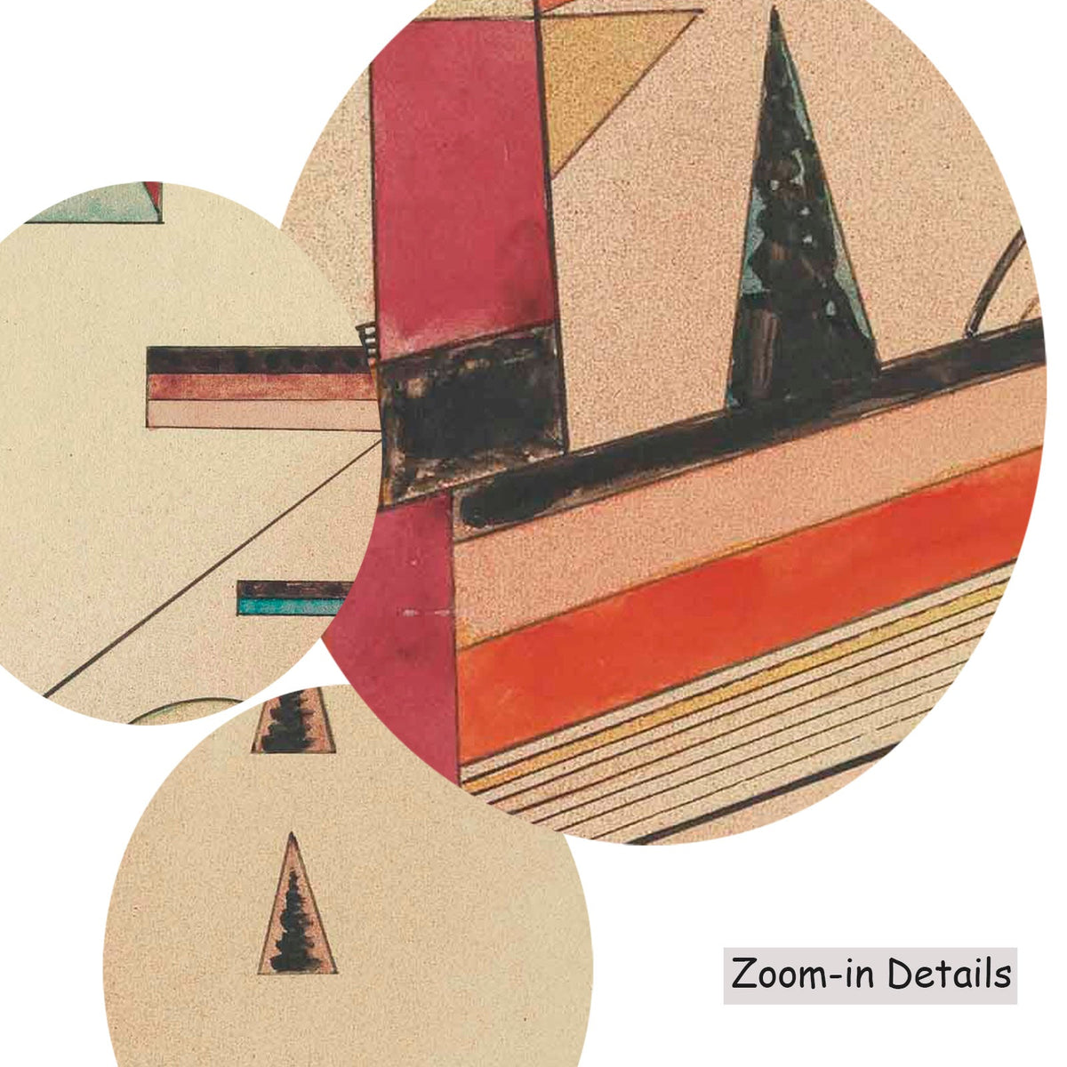 Wassily Kandinsky — Close-up detail of the brushwork on Ascending Structure, a large orange and white Geometric Abstract…