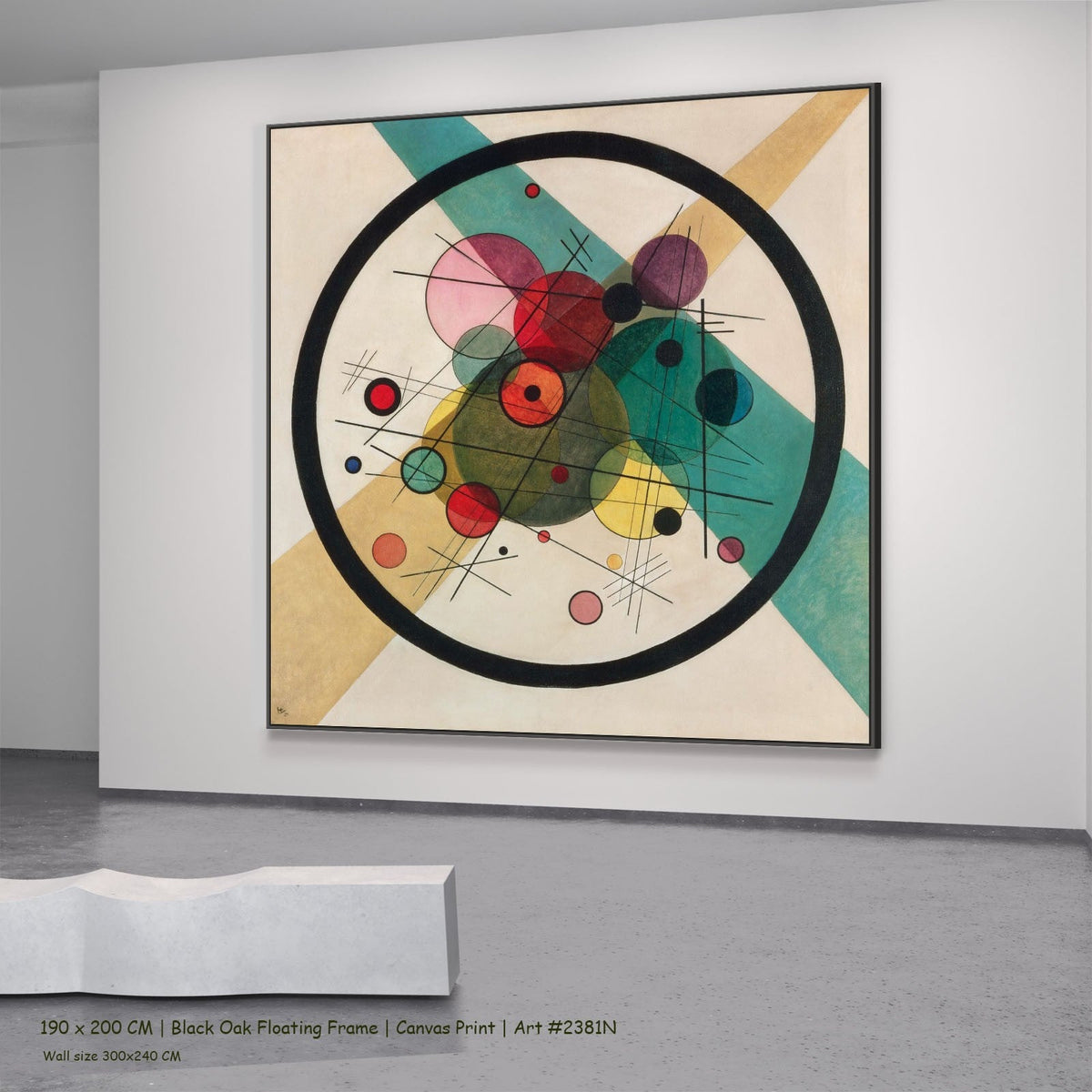 Wassily Kandinsky, Circles in a Circle — 190x200 black oak floating frame 3