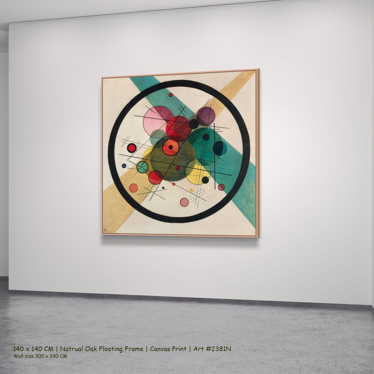 Wassily Kandinsky, Circles in a Circle — 140x140 natural oak floating frame 2