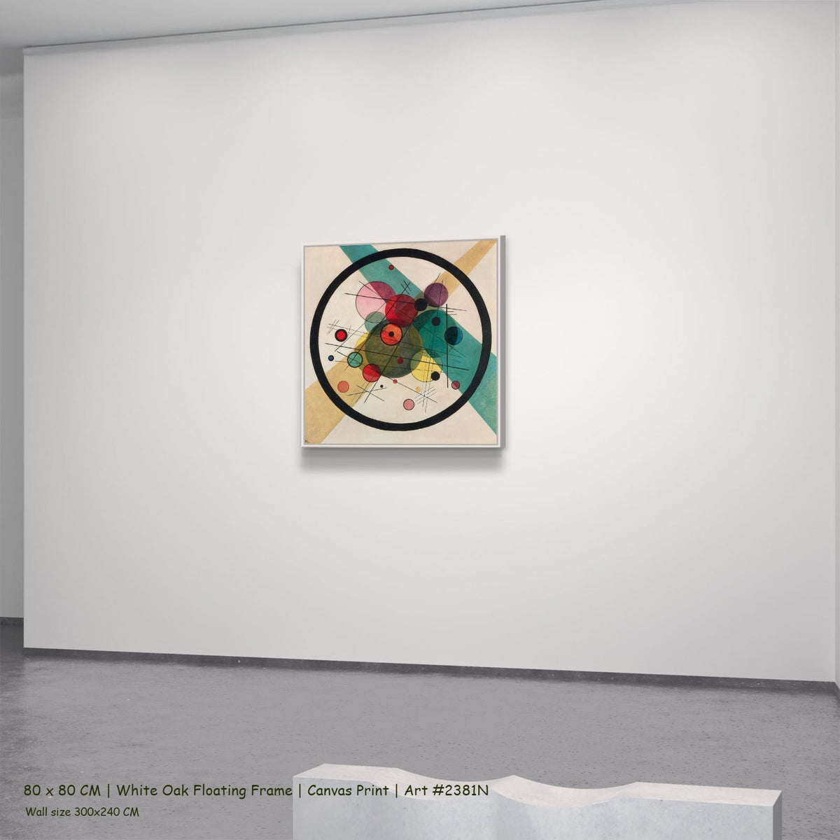 Wassily Kandinsky, Circles in a Circle — 80x80 white oak floating frame 1