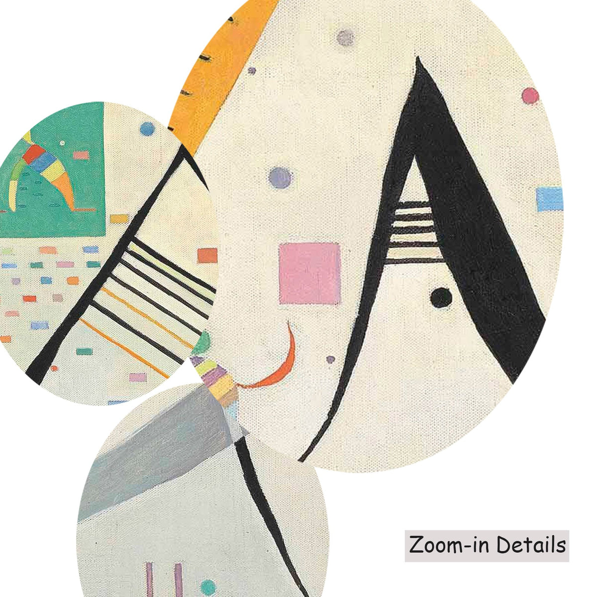Wassily Kandinsky — Close-up detail of the brushwork on Composition with Little Figures, a large brown and orange…