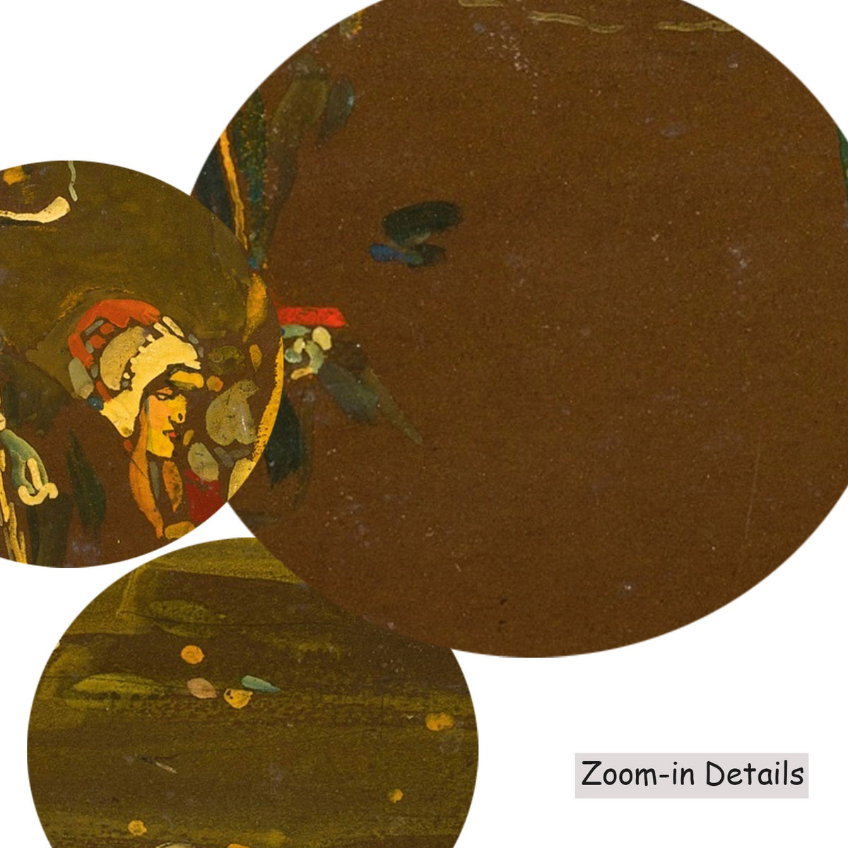 Wassily Kandinsky — Close-up detail of the brushwork on Women on the Shore, a large brown and olive Colourful Abstract…