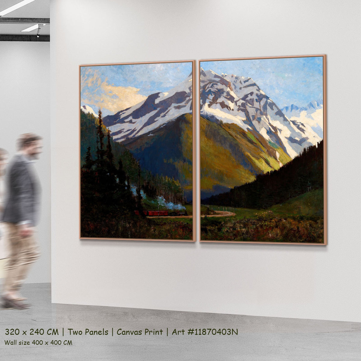 Mount Cheops from Rogers Pass by William Brymner as a large two-panel light blue and black Landscape canvas set