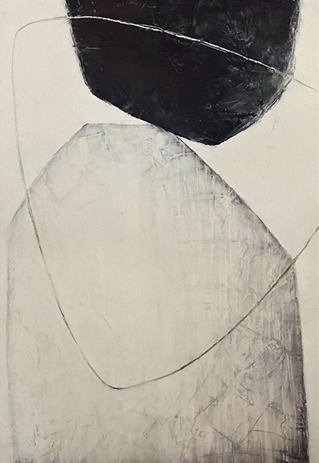 Abstract shape | black white abstract | Oversize large canvas art with floating box frame | #1931 - Wall Liberation