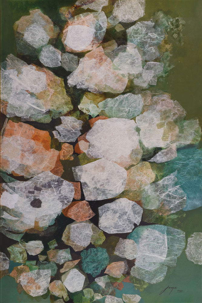 Green stone abstract art| linen canvas print | shadow framed | Large wall art | #430 - Wall Liberation