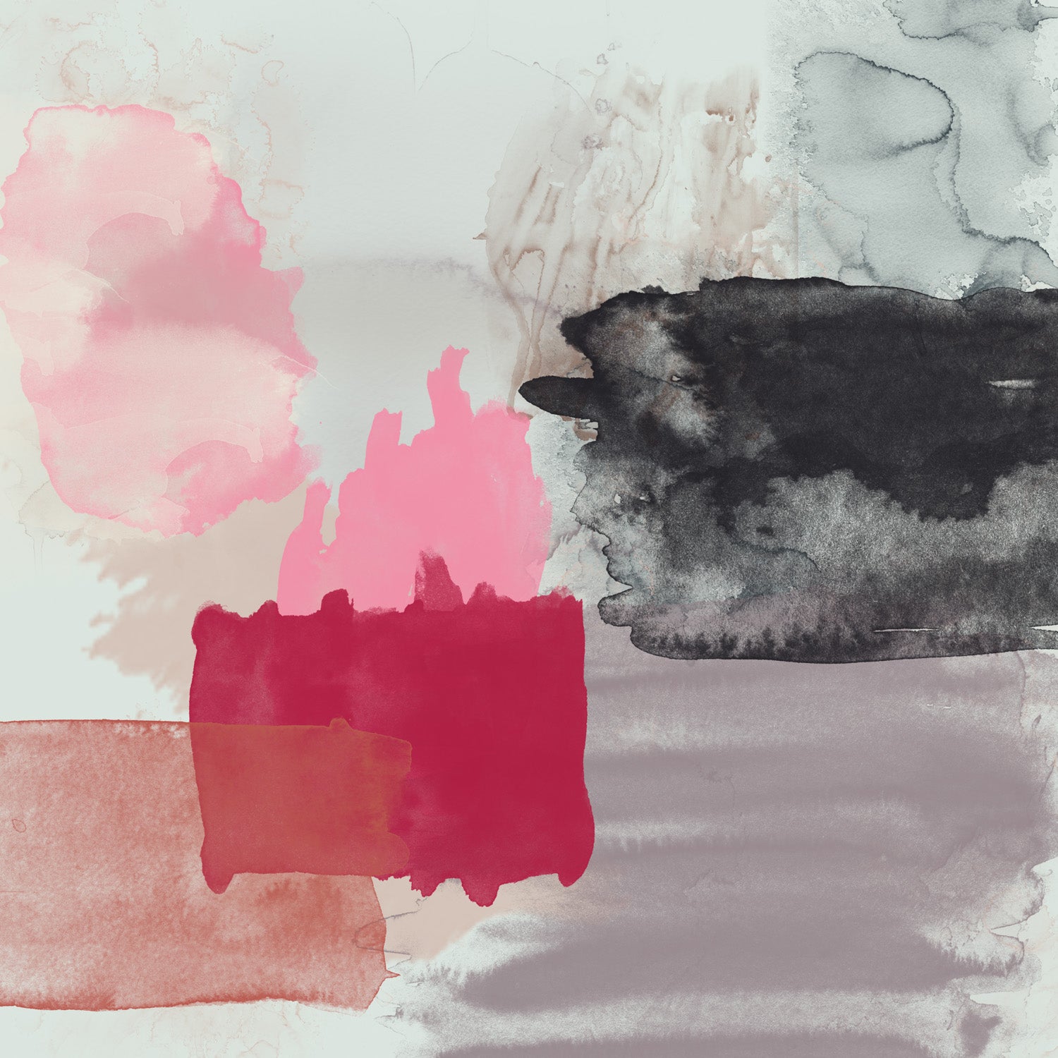 Abstract water color black red brown | floating framed | oversize up-to 335 cm | #919 - Wall Liberation