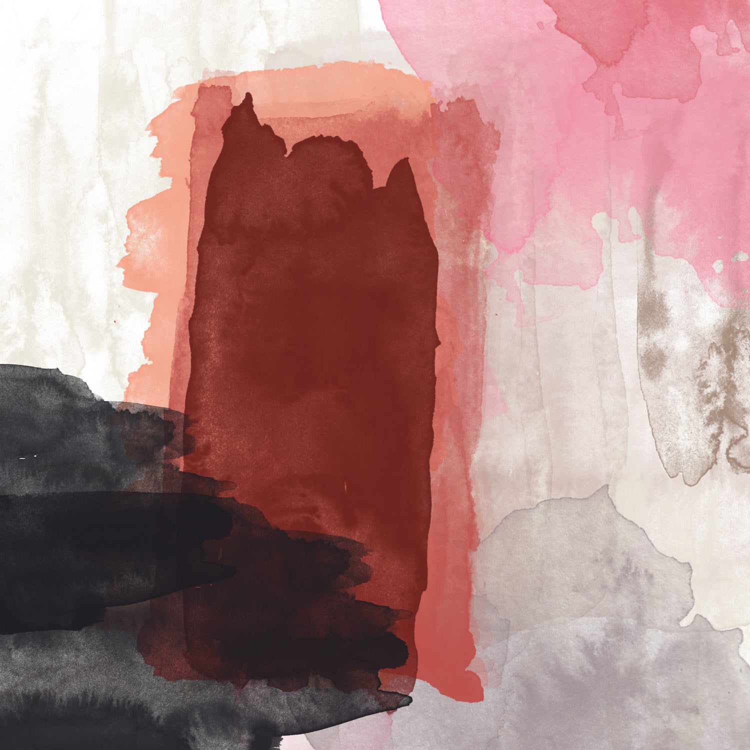 Abstract water color wall art | black red brown | floating framed | oversize #L-108 - Wall Liberation