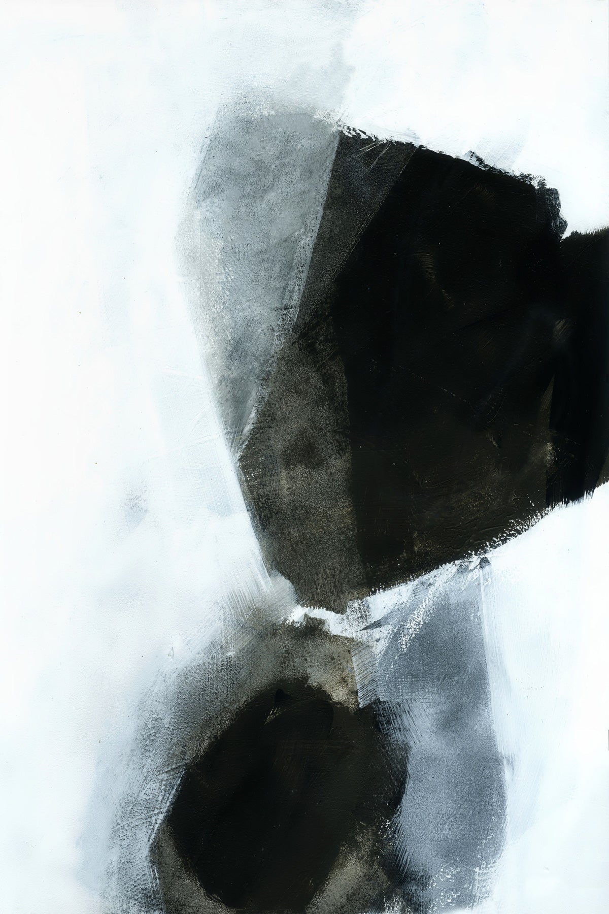 Contemporary abstract art in set | Black White Geometric | Mix media #650