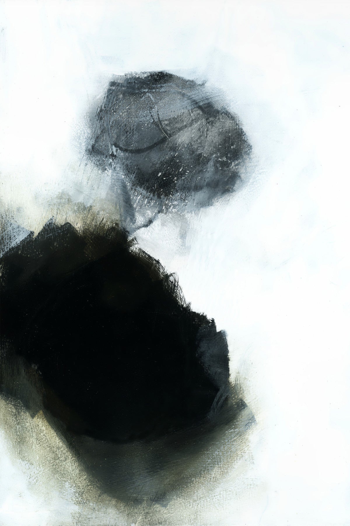 Contemporary abstract art in set | Black White Geometric | Mix media #650