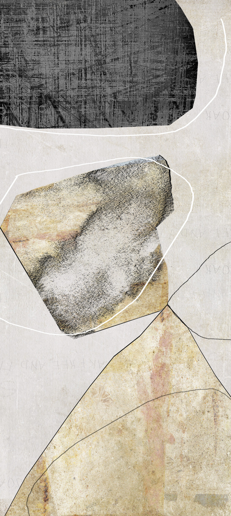 Contemporary abstract art | Beige Rock | Mix media slim vertical #654-V