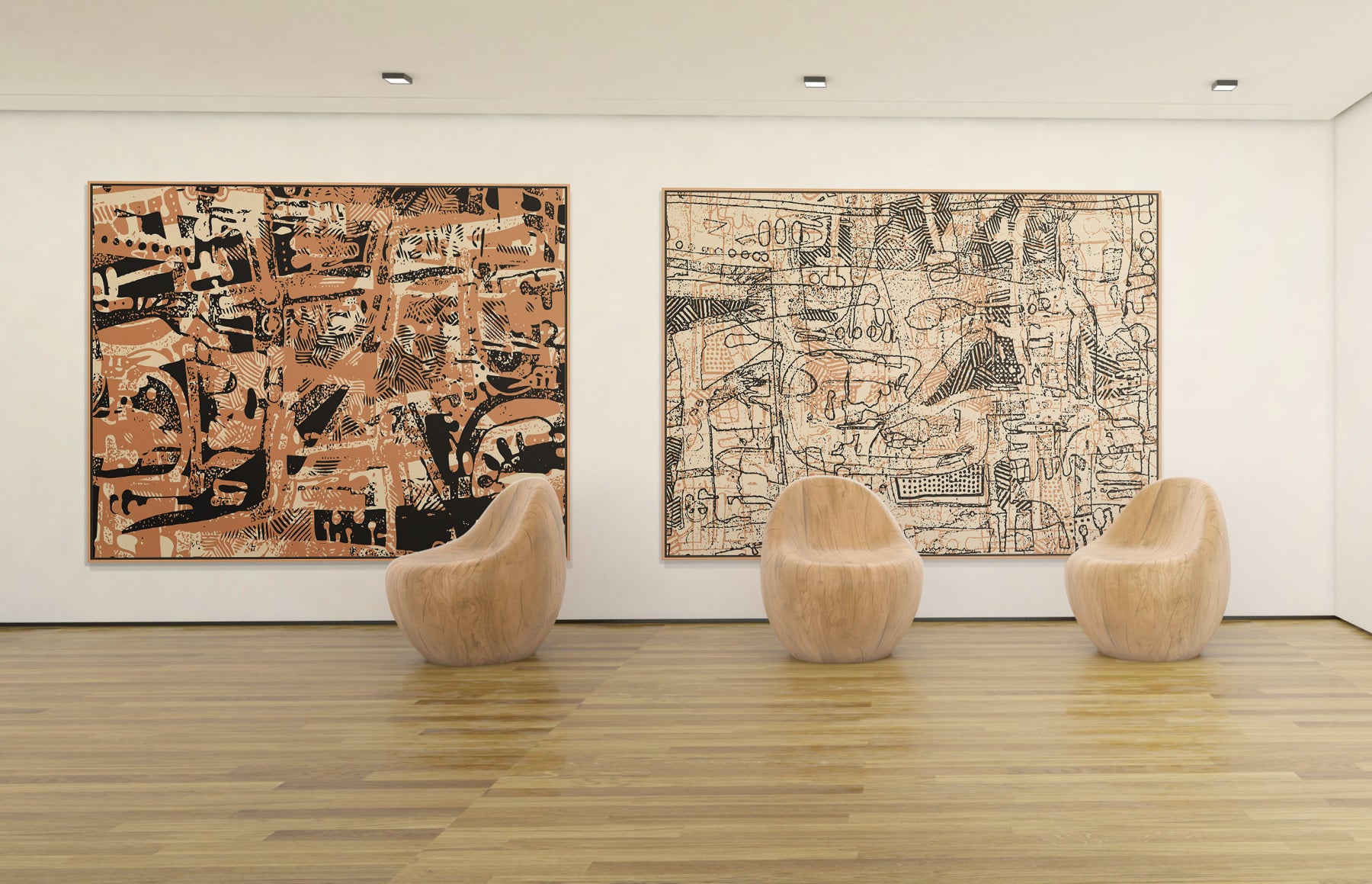 Contemporary art design abstract prints matching set - large canvas wall art #710