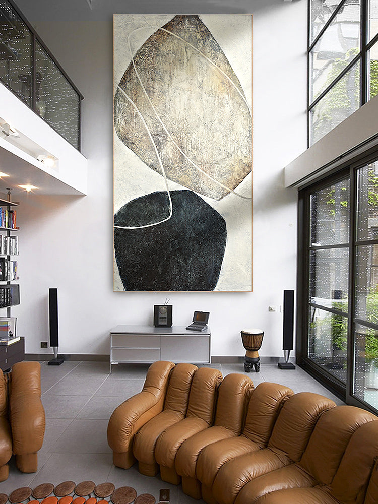 Abstract shape | black white abstract | Oversize large canvas art with floating box frame | #1931 - Wall Liberation