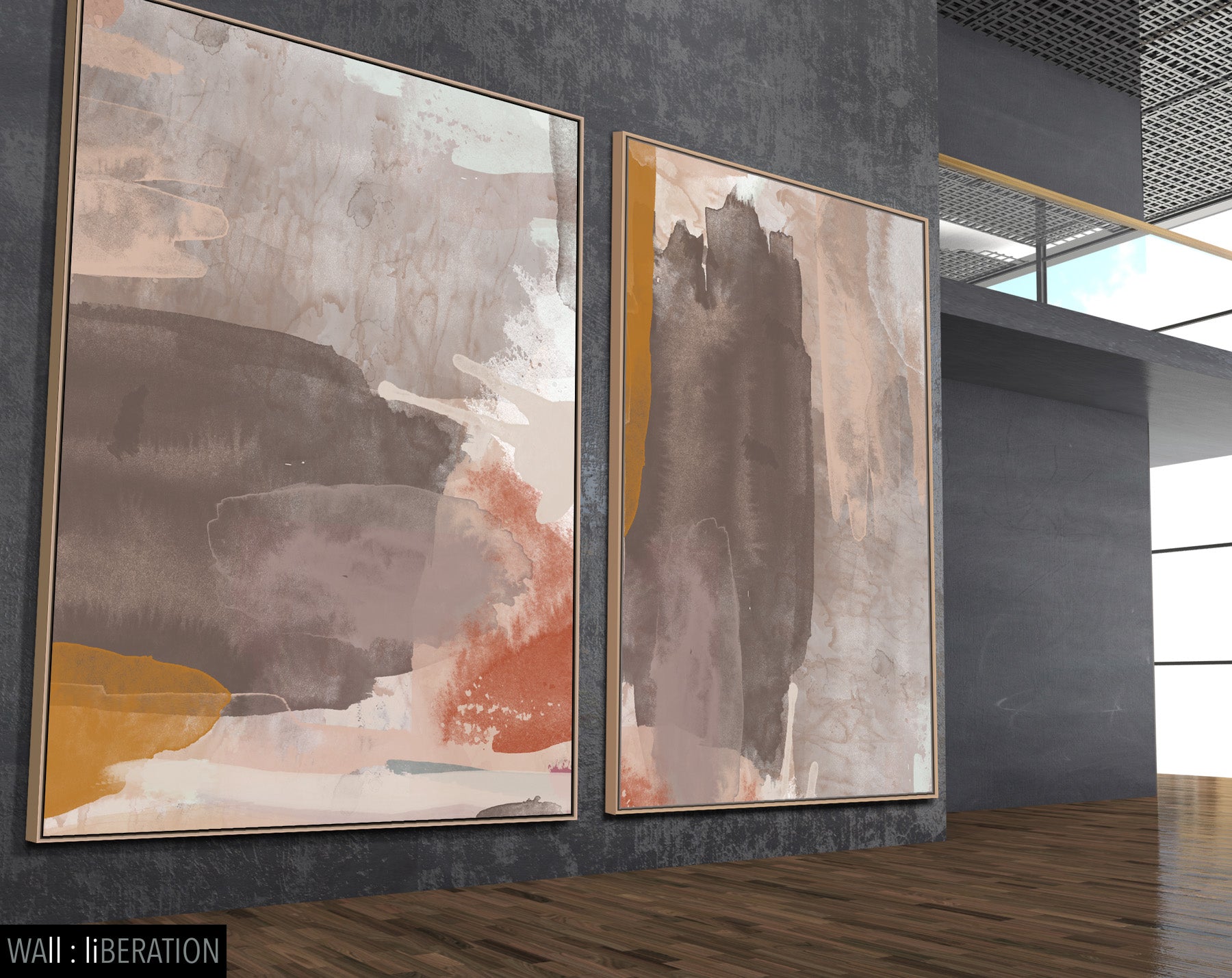 Abstract acrylic watercolor landscape |  Set two | Sunset #917-918